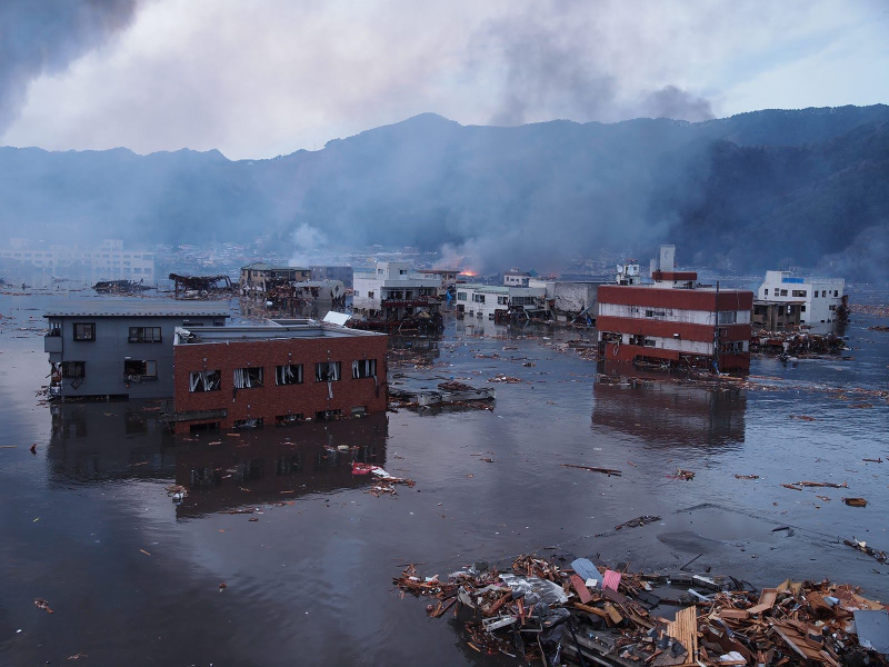 東日本大震災、発災直後の岩手県上閉伊郡大槌町